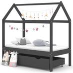 vidaXL Kinderbedframe met lade grenenhout donkergrijs 70x140, Verzenden, Nieuw