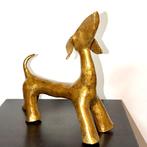 Abdoulaye Derme - sculptuur, Chien - 20 cm - Verguld brons, Antiquités & Art