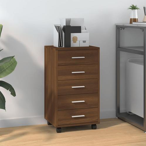vidaXL Ladekast met wieltjes bewerkt hout bruineiken, Huis en Inrichting, Kasten | Overige, Nieuw, Verzenden