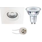 LED Spot Set 6W - Vierkante Inbouwspot Mat Wit met GU10 Fitt, Verzenden, Nieuw