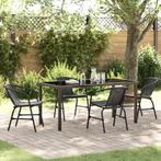 vidaXL 5-delige Tuin Eettafelset Zwart Poly Rattan, Tuin en Terras, Tuinstoelen, Verzenden, Nieuw