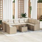 vidaXL 10-delige tuinsofa set met kussens in bruin poly riet, Verzenden, Nieuw