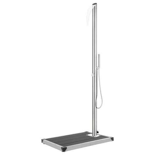 vidaXL Buitendouche met grijze basis 225 cm roestvrij staal, Tuin en Terras, Zwembaden, Nieuw, Verzenden