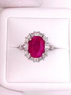 Bague Platine - 6.39ct. tw. Rubis - Diamant - Birmanie non