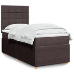 vidaXL Boxspring met matras stof donkerbruin 80x200 cm, Verzenden, Nieuw