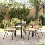 vidaXL Tuin Eettafel Set 5 pcs Bruin poly rattan, Tuin en Terras, Verzenden, Nieuw
