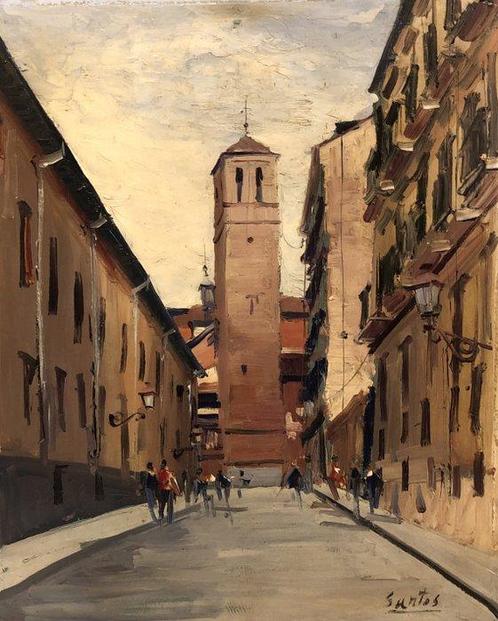 Fermín Santos Alcalde (1909-1997) - Vieux Madrid: La tour, Antiquités & Art, Art | Peinture | Classique