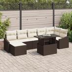 vidaXL 8-delige tuinset met kussens, bruin poly rattan, Verzenden, Nieuw