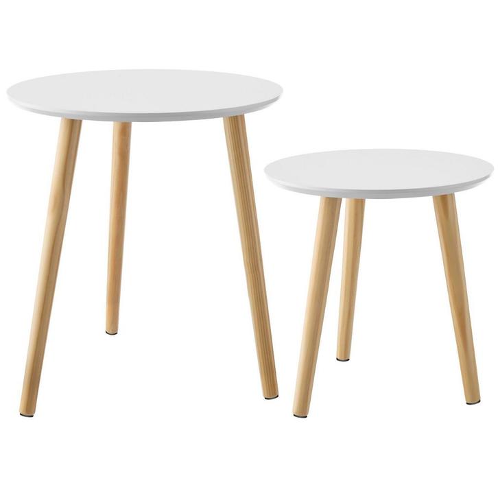 tectake Set van 2 bijzettafels Skaland met houten poten in S, Huis en Inrichting, Tafels | Bijzettafels, Verzenden