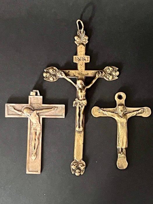 Kruis (3) - Brons, Messing - 1850-1900 - 3 kruisvormige, Antiquités & Art, Art | Art non-occidental