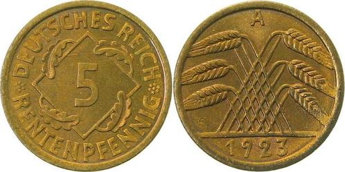 Duitsland 5 Pfennig 1923a prfr/st Erstabschlag Top J 308, Postzegels en Munten, Munten en Bankbiljetten | Toebehoren, Verzenden