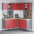 vidaXL Gereedschapskast Set met plank 6 pcs Rood, Doe-het-zelf en Bouw, Verzenden, Nieuw