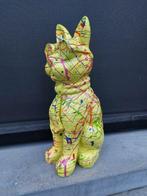 Statue, garden statue cat coloryellow with paint color - 31, Antiquités & Art