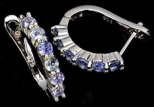 Zonder Minimumprijs - Oorbellen Zilver Tanzaniet, Handtassen en Accessoires, Oorbellen