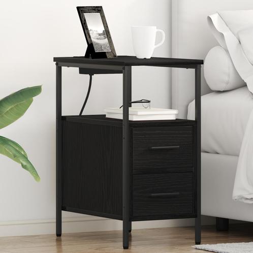 vidaXL Bedcabinet 2 pcs Zwart eiken 30 x 48 x 61 cm Bewerkt, Huis en Inrichting, Slaapkamer | Nachtkastjes, Nieuw, Verzenden