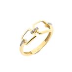Gouden fantasie ring met zirconia (gouden sieraden), Handtassen en Accessoires, Ringen, Gebruikt, Overige kleuren, Ophalen of Verzenden