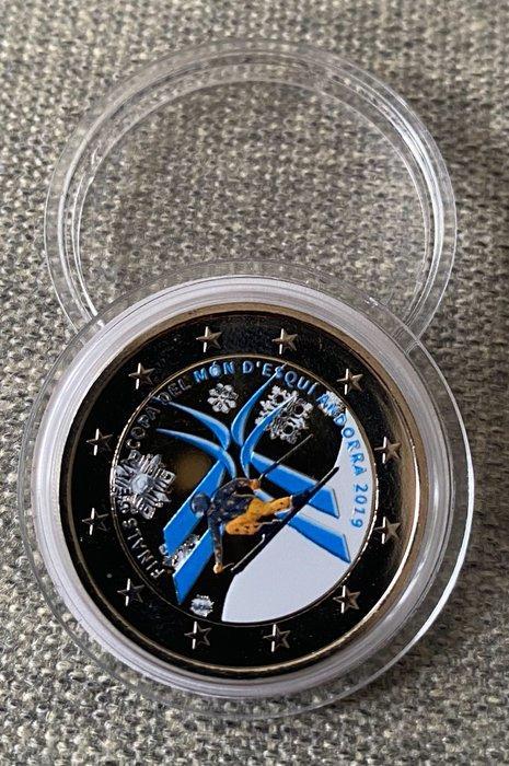 Andorra. 2 Euro 2019 Ski - colored by a private company, Postzegels en Munten, Munten | Europa | Euromunten