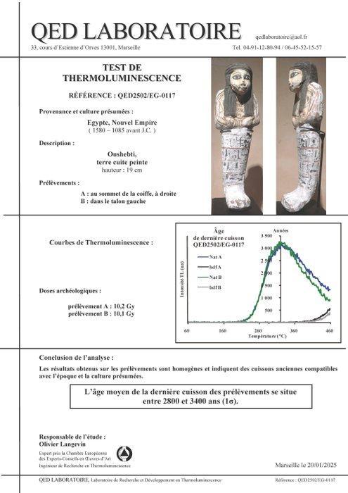 Égypte ancienne Terre cuite Oushebti pour la chanteuse Maia., Verzamelen, Mineralen en Fossielen