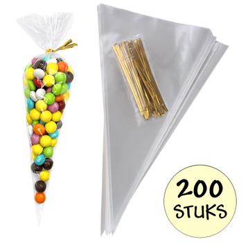 Fako Bijoux® - 200x Cellofaan Puntzakken 30x16cm - Puntzak beschikbaar voor biedingen
