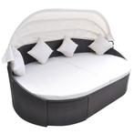 vidaXL Loungebed met luifel poly rattan bruin, Tuin en Terras, Ligbedden, Verzenden, Nieuw
