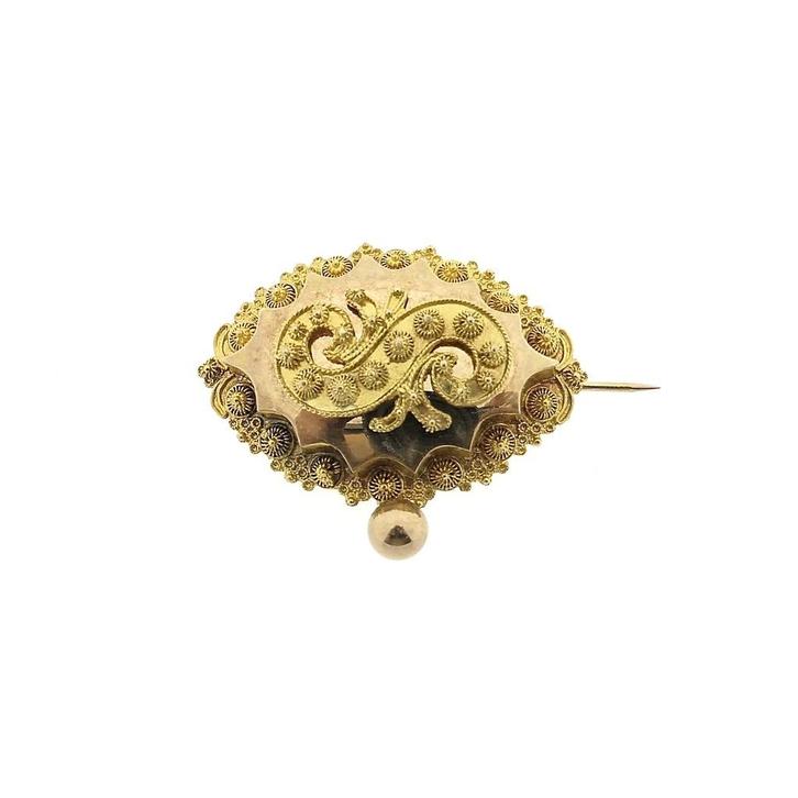 Antiek gouden broche van een mutsenbel, Handtassen en Accessoires, Broches, Overige kleuren, Gebruikt, Goud, Ophalen of Verzenden