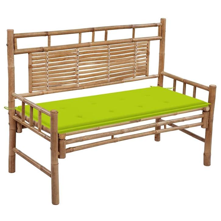 vidaXL Tuinbank met kussen 120 cm bamboe, Tuin en Terras, Tuinsets en Loungesets, Nieuw, Verzenden