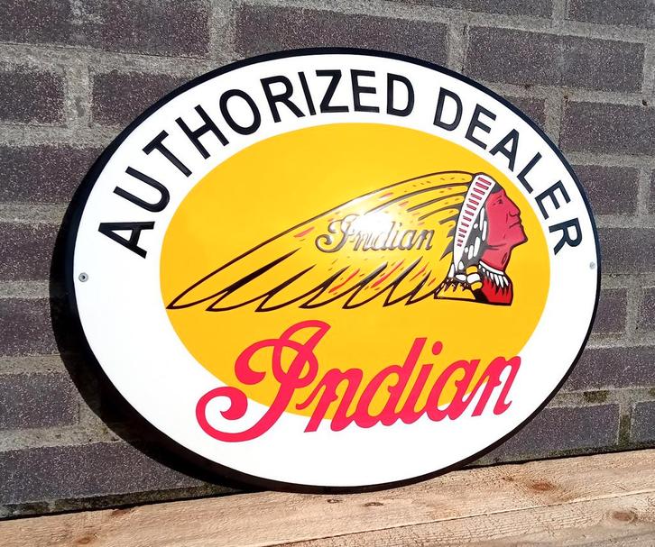Indian motocycle authorized dealer oval, Verzamelen, Merken en Reclamevoorwerpen, Verzenden