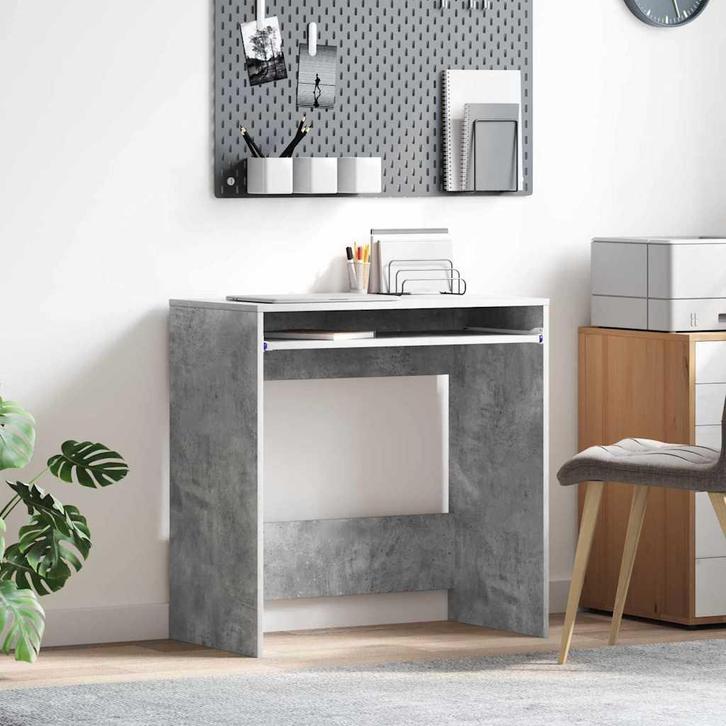 vidaXL Bureau met plank Grijs 77,5 x 43 x 79 cm Bewerkt hout, Huis en Inrichting, Bureaus, Nieuw, Verzenden
