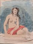 Joseph Fussel (1818-1912) - Jeune femme assise à demi-nue