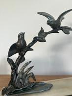 Beeld, Mésanges et roitelets - 28 cm - Zinklegering, Marmer