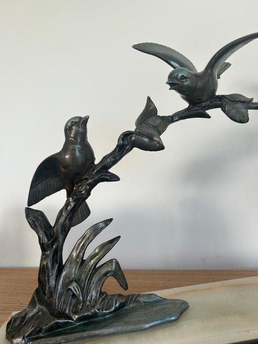 Beeld, Mésanges et roitelets - 28 cm - Zinklegering, Marmer, Antiek en Kunst, Kunst | Designobjecten