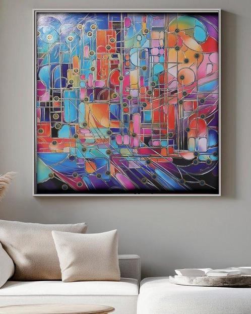 Ksavera - Cubism A1299 - abstract painting on XL canvas, Antiek en Kunst, Kunst | Schilderijen | Modern