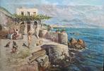 Giuseppe Giardiello (1877-1920) - Scena di vita a Capri, Antiek en Kunst, Kunst | Schilderijen | Klassiek