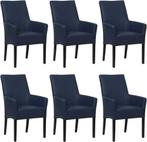 Set van 6 Blauwe leren landelijke eetkamerstoelen - Toledo, Huis en Inrichting, Stoelen, Nieuw, Vijf, Zes of meer stoelen, Landelijk
