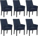 Set van 6 Blauwe leren landelijke eetkamerstoelen - Toledo, Overige kleuren, Nieuw, Leer, Ophalen of Verzenden