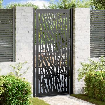 vidaXL Poort met sporenontwerp 105x205 cm staal zwart, Tuin en Terras, Tuinpoorten, Verzenden, Nieuw