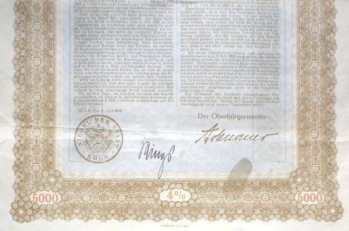 Paper - Jouet 1x 5000 Mark Bond of Colone, signed by Konrad, Antiek en Kunst, Antiek | Speelgoed