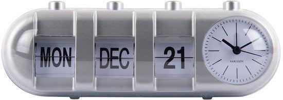 2dekans | Karlsson Wekker Retro Tube - Zilver - 9x26x9.3cm -, Huis en Inrichting, Woonaccessoires | Klokken, Ophalen of Verzenden
