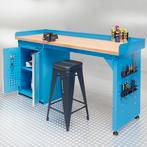 Datona Werkbank PRO 200 cm met werkplaatskast - blauw -, Doe-het-zelf en Bouw, Werkbanken, Ophalen of Verzenden, Nieuw