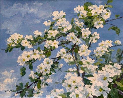 Irina Alex (1961) - Pommier en fleurs, Antiek en Kunst, Kunst | Schilderijen | Klassiek