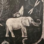 450x300cm! Luxe stof, lichte katoenen satijn met olifanten