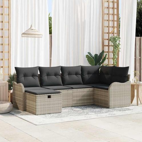 vidaXL Tuinbank Set met kussen met opslag 6 pcs Lichtgrijs, Tuin en Terras, Tuinsets en Loungesets, Nieuw, Verzenden