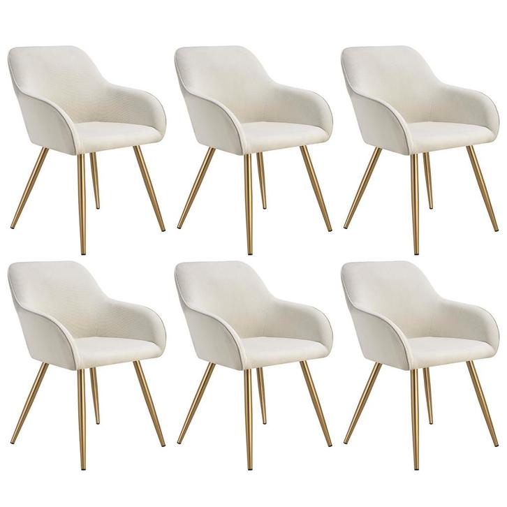 tectake Eetkamerstoel Marilyn, koordlook, gestoffeerd - crem, Huis en Inrichting, Stoelen, Verzenden