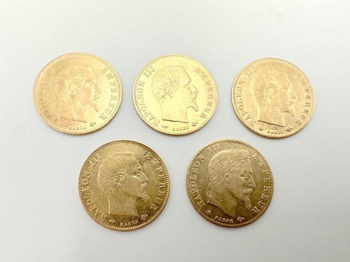 Frankrijk. Napoléon III. 5 Francs 1859/1863 (lot de 5, Postzegels en Munten, Munten | Europa | Euromunten