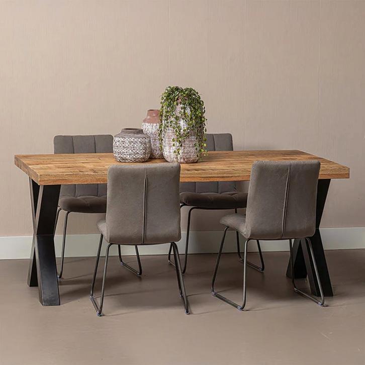 Mangohouten Eettafel Rechthoek Cedric 200x100 cm (6cm), Huis en Inrichting, Tafels | Eettafels, 100 tot 150 cm, 200 cm of meer