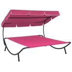 vidaXL Loungebed met luifel roze, Tuin en Terras, Verzenden, Nieuw