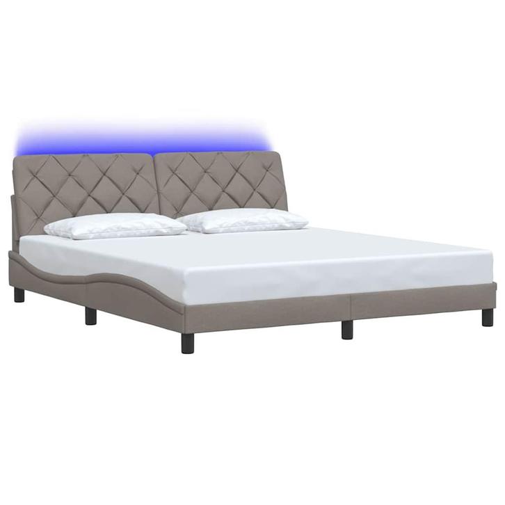 vidaXL Bedframe met LED zonder matras 180x200 cm stof taupe, Huis en Inrichting, Slaapkamer | Bedden, Nieuw, Verzenden