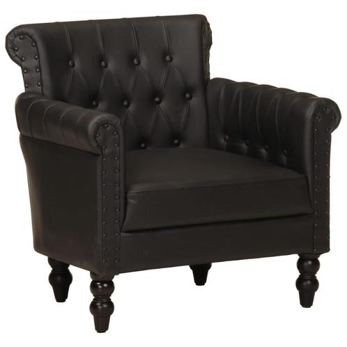 vidaXL Fauteuil Noir Cuir de chèvre véritable, Maison & Meubles, Fauteuils, Neuf, Envoi