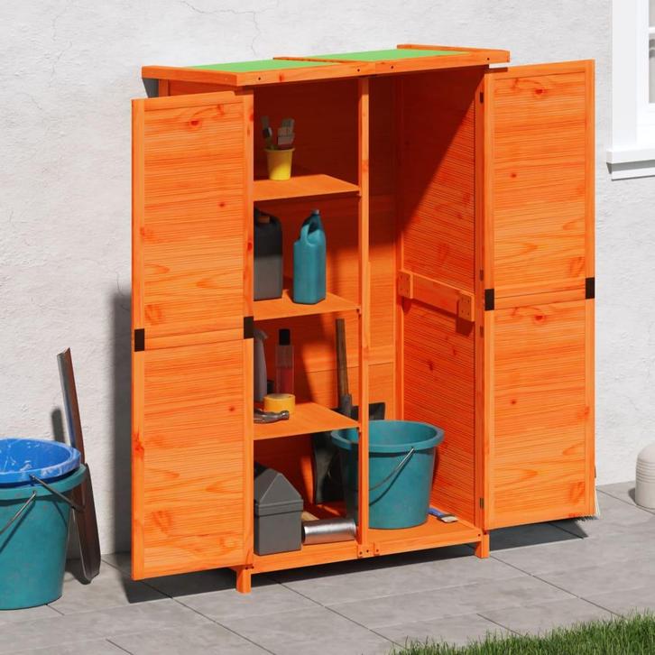 vidaXL Tuinschuur 83x57x140 cm massief grenenhout bruin, Tuin en Terras, Tuinhuizen, Nieuw, Verzenden