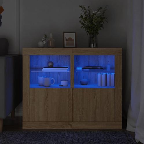 vidaXL Bijzetkastjes met LED 2 st bewerkt hout sonoma, Huis en Inrichting, Kasten | Overige, Nieuw, Verzenden